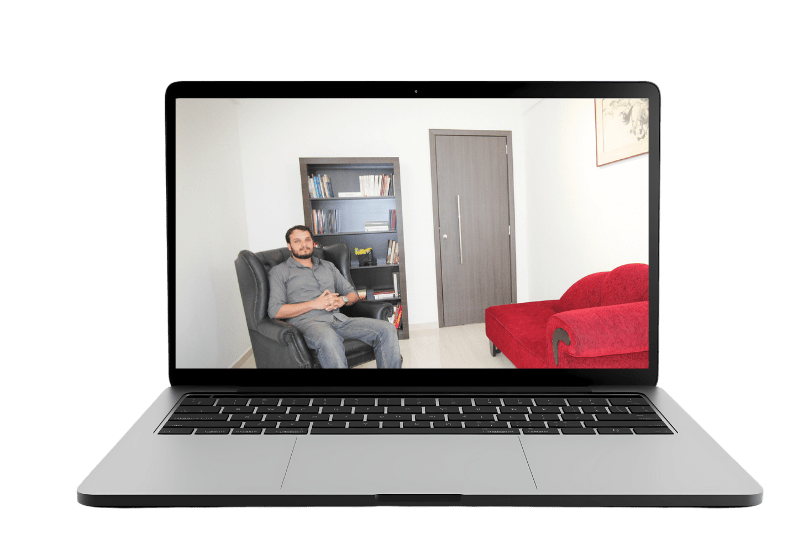 notebook com imagem do psicólogo